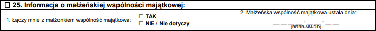 Założenie działalności gospodarczej przez Internet - 25. Informacja o małżeńskiej wspólności majątkowej