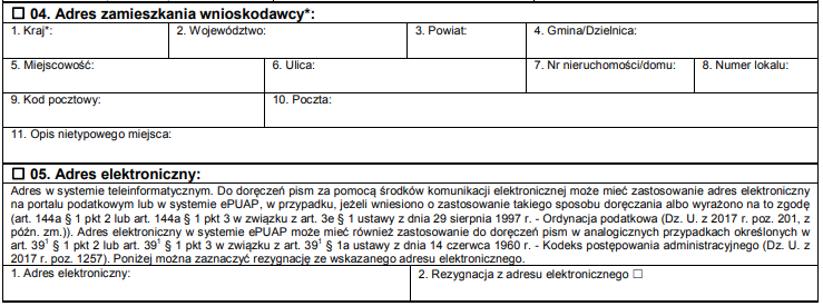 Założenie działalności gospodarczej przez Internet – 04. Adres zamieszkania wnioskodawcy