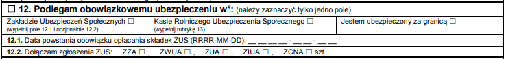 Założenie działalności gospodarczej przez Internet – 12. Podlegam obowiązkowemu ubezpieczeniu w:.